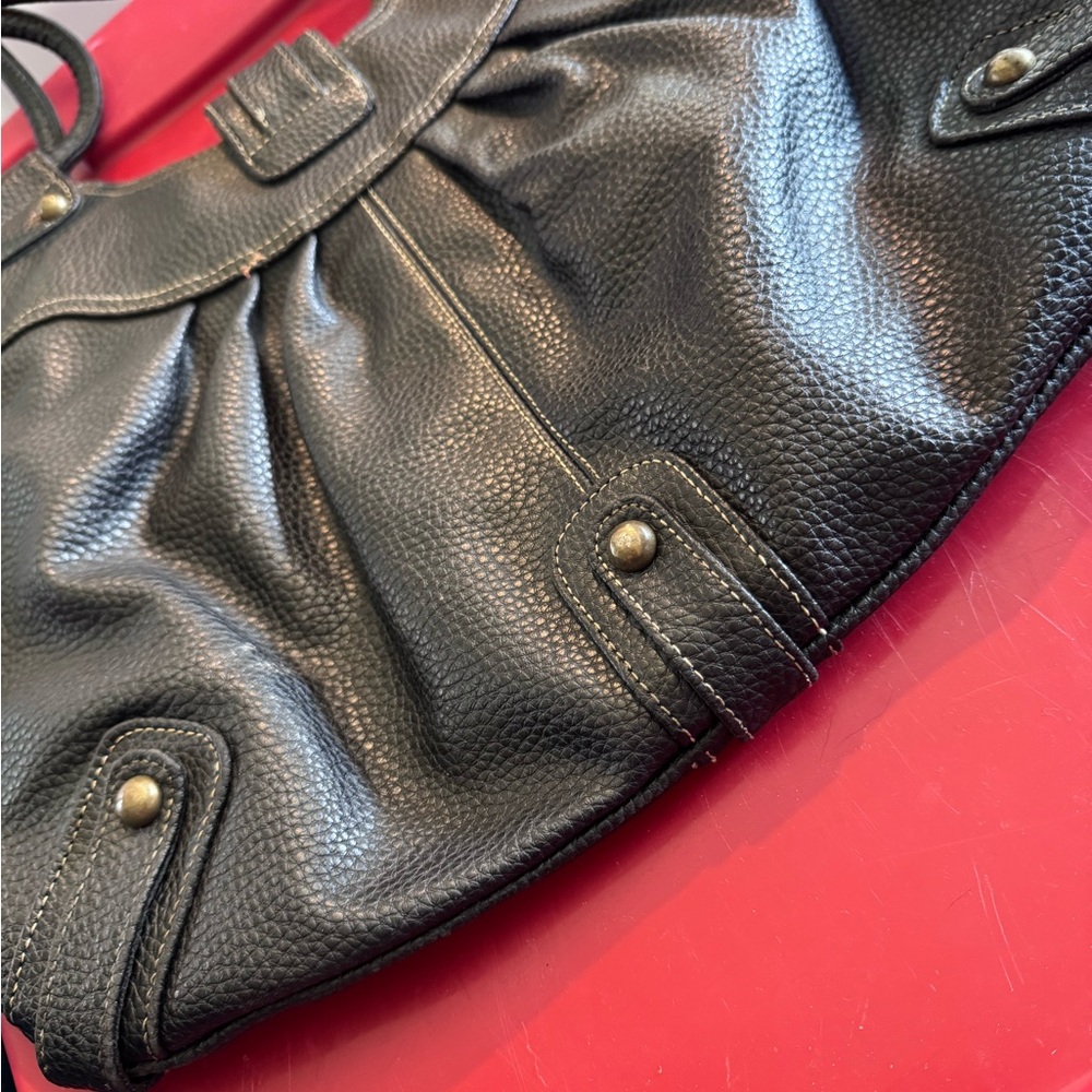 Chic blackish Vegan leather heavyweight durable boho biker, style shoulder bag - Picture 7 of 16